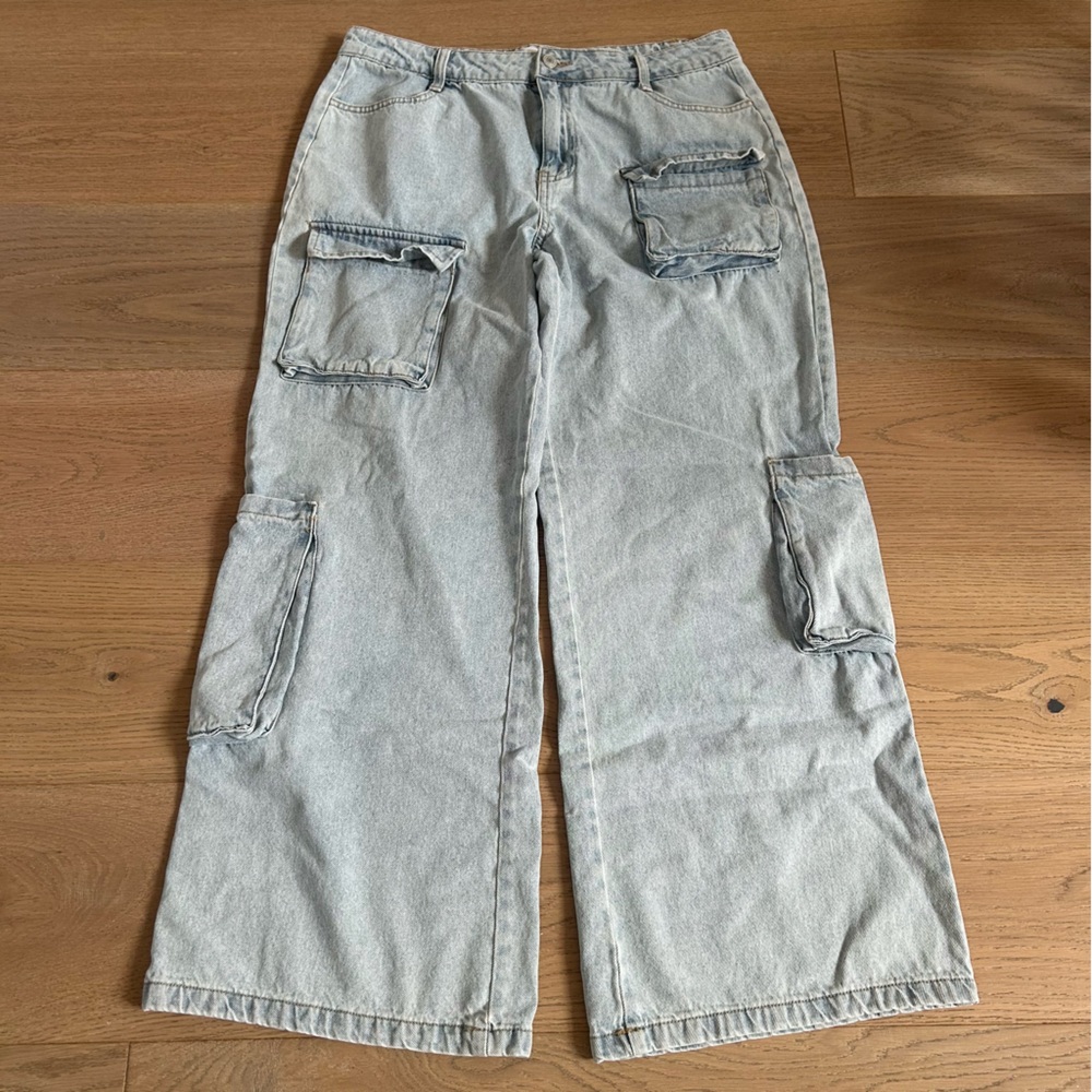 Casual Light Blue Cargo Pants